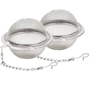 2 Pc Reusable Stainless Steel Tea Ball Infuser Hook 2" Mesh Fruit Dishwasher